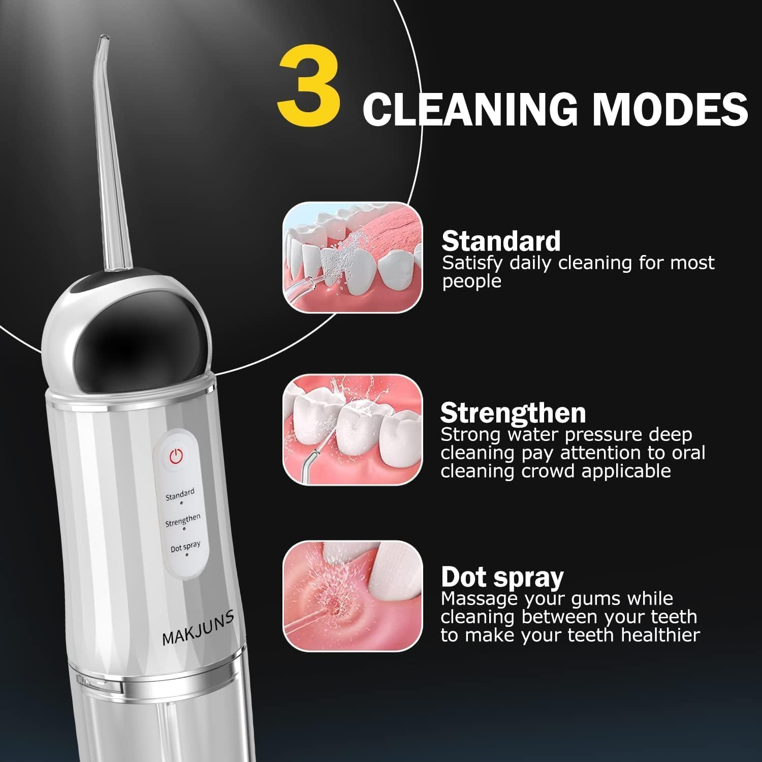 Water-Flosser-Cordless-Teeth-Cleaner Somall Water Dental Flosser with 3 Modes 4 Jets Rechargeable Dental Oral Irrigator for Home Travel (Premium Black)