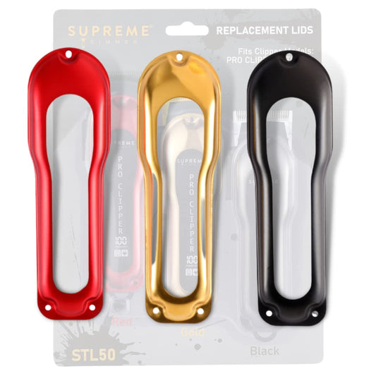 Supreme Trimmer STL50 Replacement Lids | 3 Colored Shells for STC5030 Pro Clipper | Red, Black & Gold