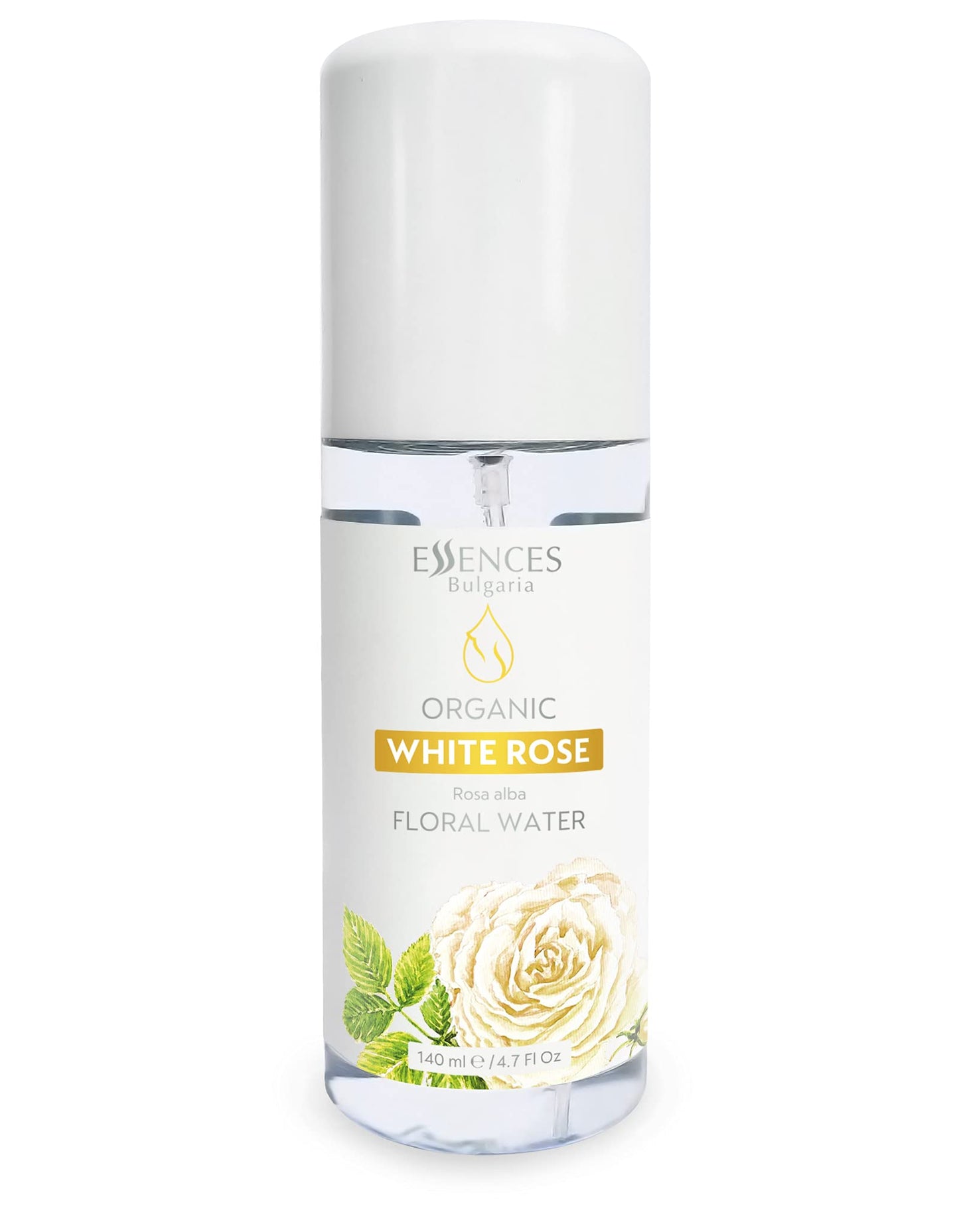 Essences Bulgaria | Organic White Rose Floral Water 4.7 Fl Oz | 140ml | Rosa alba | 100% Pure and Natural | Anti-Age Refreshing Beauty Mist | Alcohol-Free | Makeup Remover | Hydrating | Vegan