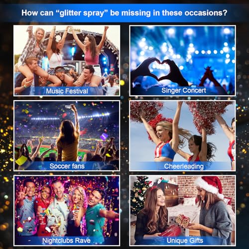Glitter Spray for Hair & Body - Waterproof Shimmer Makeup, 2oz