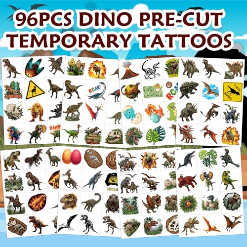 96-Piece Dinosaur Temporary Tattoos for Kids - Party Favors