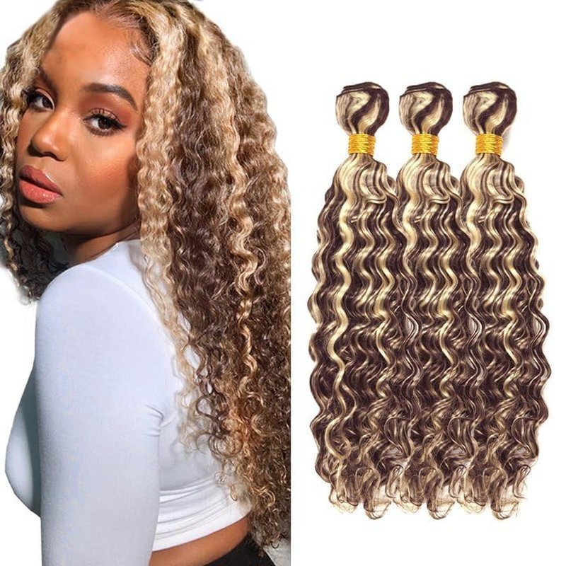 613 Deep Wave Human Hair Bundles - P4/613 Brazilian Virgin Hair