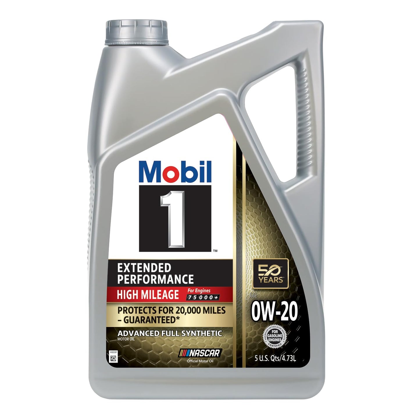 Mobil 1-123837 Extended Performance High Mileage 0W-20; 5QT, Gray