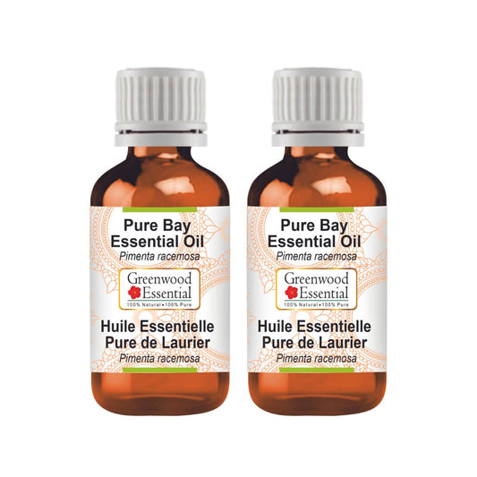 Greenwood Essential Pure Bay Essential Oil (Pimenta racemosa) Steam Distilled (Pack of Two) 100ml X 2 (6.76 oz)