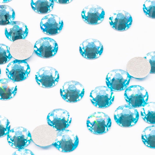 qiipii 400pcs SS30 Aquamarine Nail Rhinestones Bulk 6mm Water Blue Crystals Nail Art Nail Charms Flatback K9 Glass Lake Blue Gems Beads Stones Diamonds Glue Fix for Eyes Makeup Nail Jewels Crafts DIY