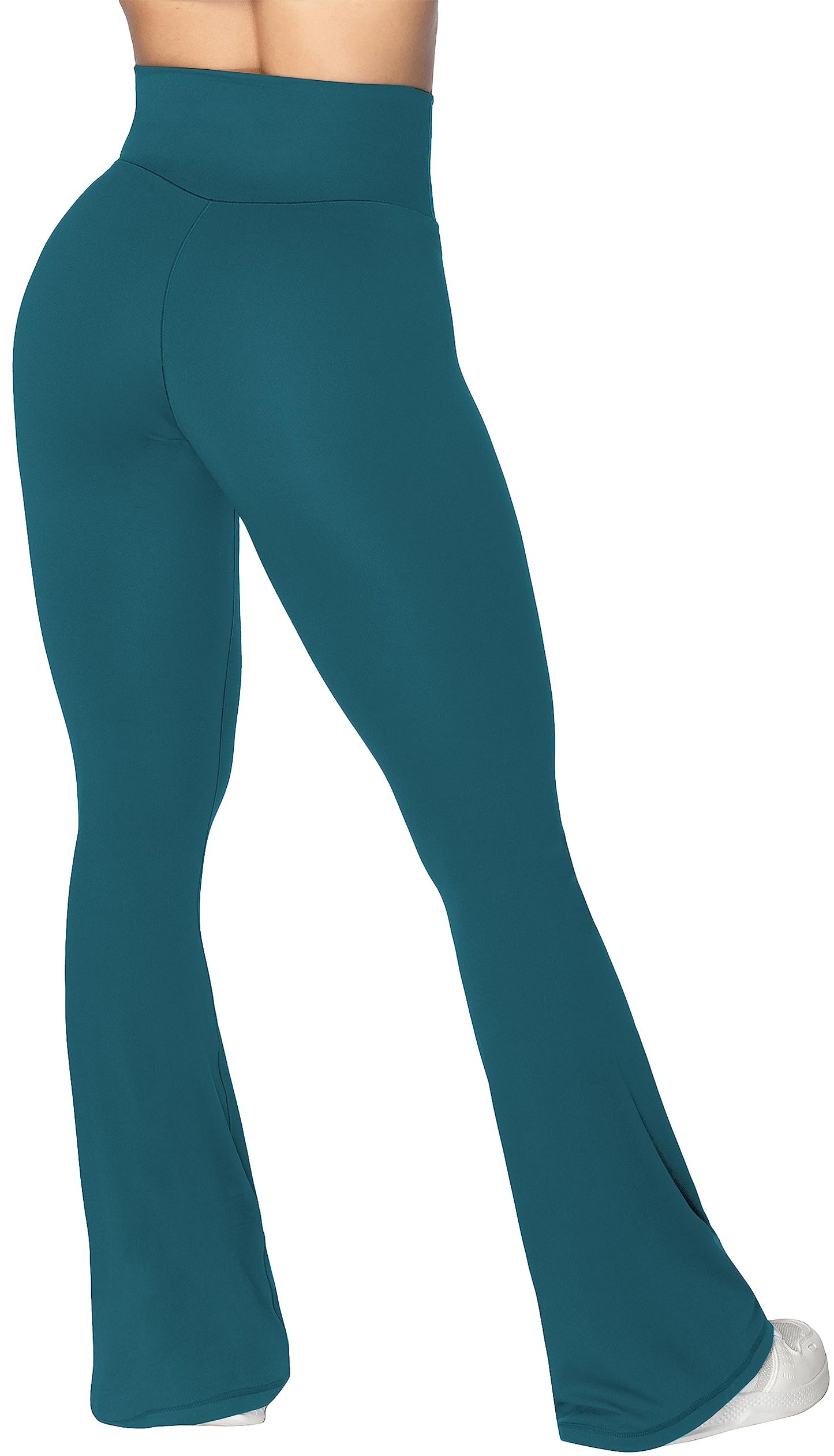 Sunzel Flare Leggings, Crossover Yoga Pants with Tummy Control, High-Waisted and Wide Leg, 30" Inseam, Deep Teal X-Small