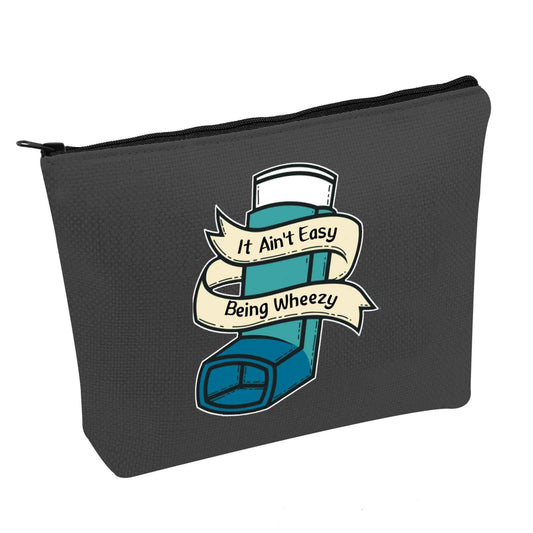 JXGZSO Asthma inhaler Gift It Ain't Easy Being Wheezy Organization Bag Respiratory Therapist Gifts (It Ain't Easy Being Wheezy black)
