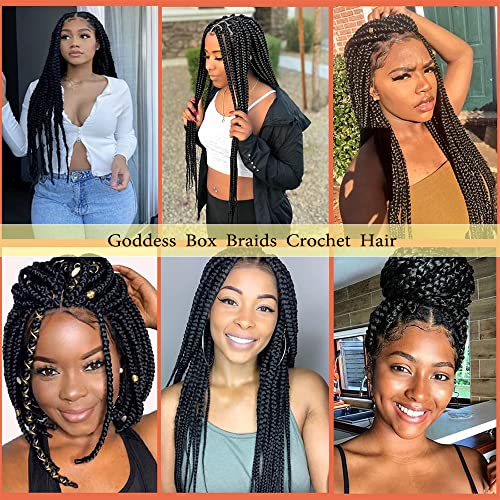 Crochet Box Braids 2 Packs 48 Strands 14 Inch Goddess Box Braids Crochet Hair Pre looped Crochet Hair 3X Crochet Braids for Black Women (14 Inch T1B/27)