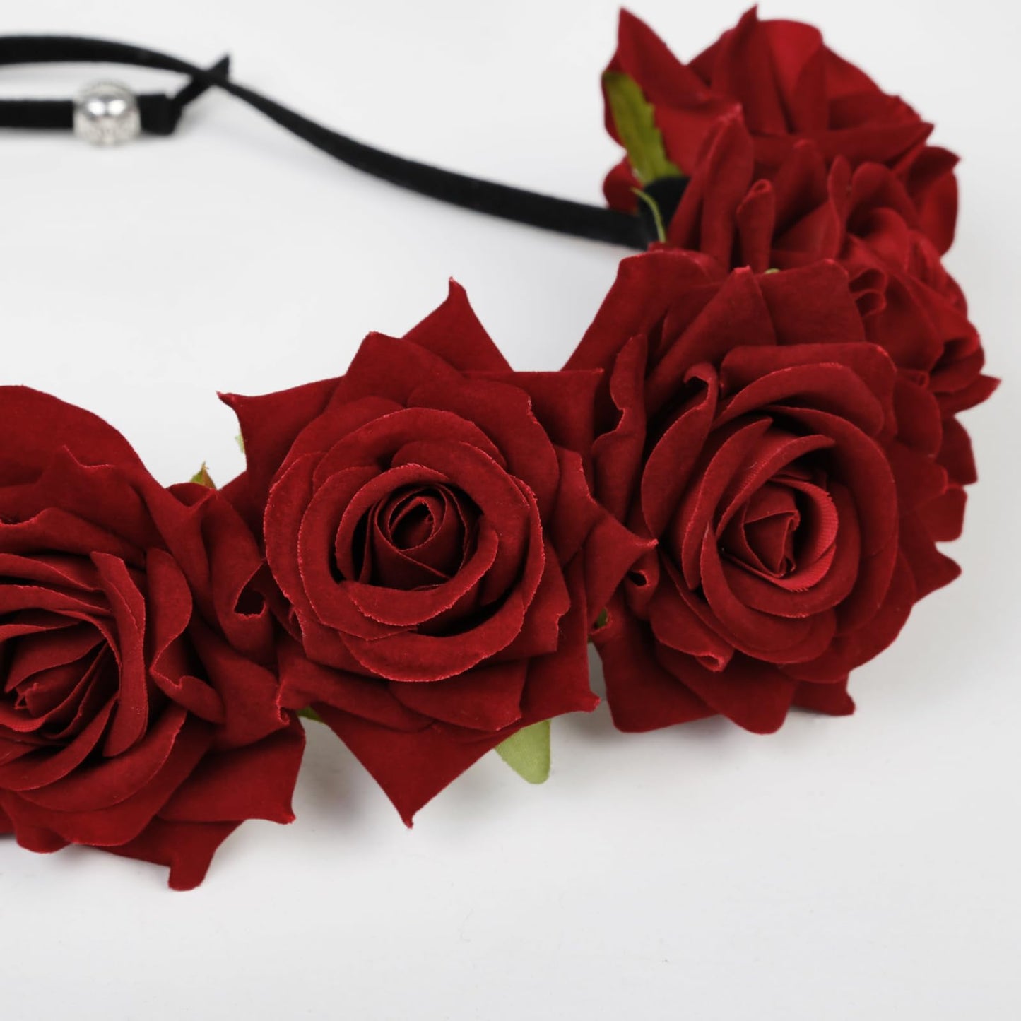 WOVOWOVO Rose Flower Crown Floral Headbands for Women Girls Burgundy Fake Roses Headband for Festival Halloween Cosplay Costume Party Wedding Garland Wreath Hair Accessories