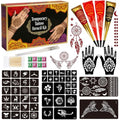 Temporary Tattoo Kit with 4 Inks & 77 Stencils - Safe & Easy DIY Body Art