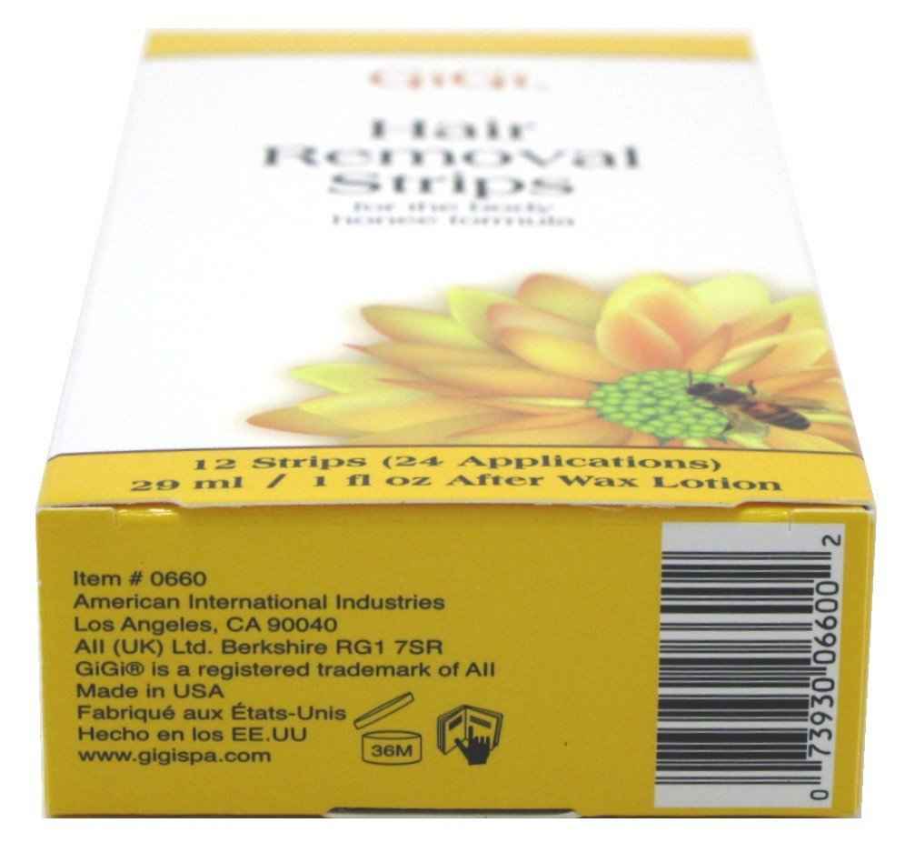 Gigi Strips Body Hair Removal 12 Strips (24 Applications) (2 Pack)