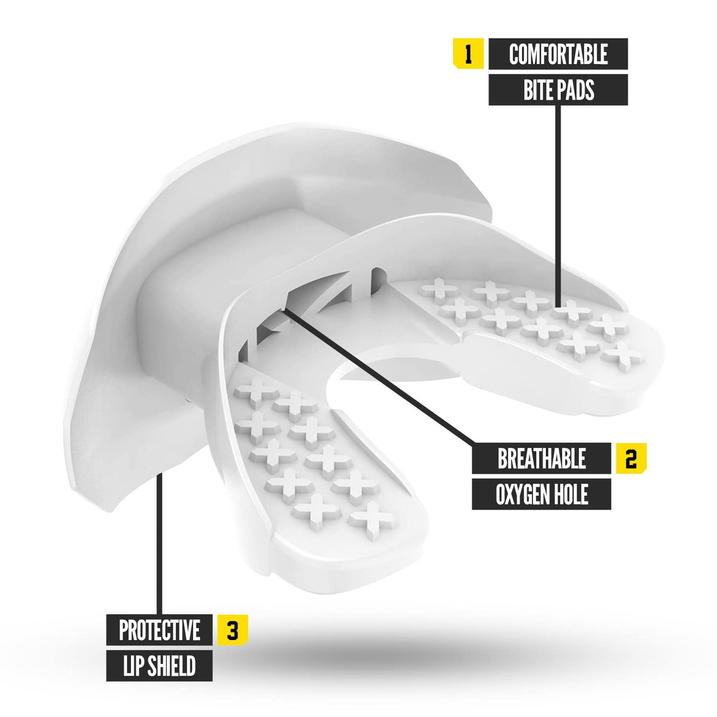 Nxtrnd One Football Mouth Guard, Strap Included, Fits Adult & Youth (White)