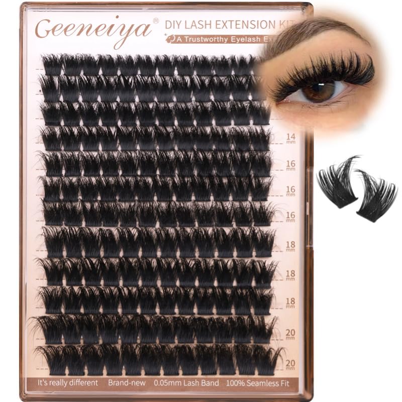 Geeneiya 200D Lash Clusters - Full Volume D Curl 10-20mm