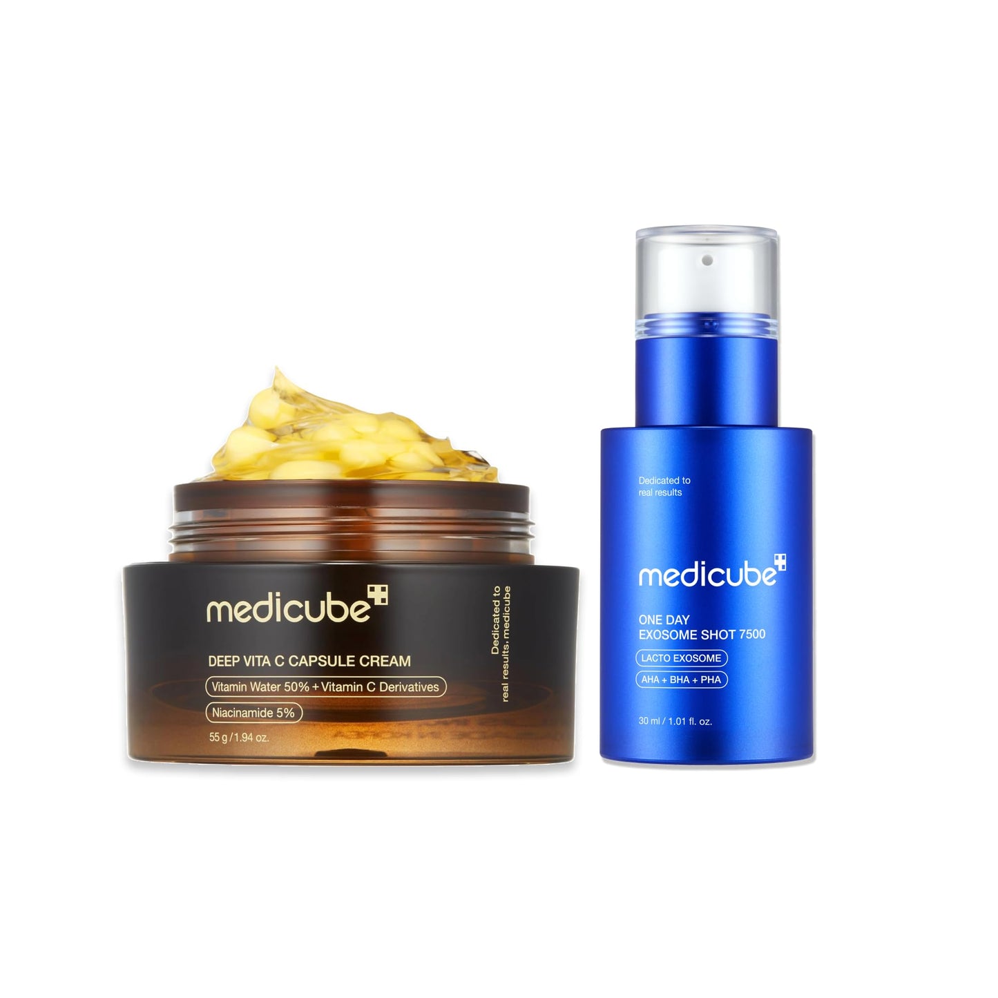medicube Flawless Skin: Deep Vitamin C Golden Capsule Face Moisturizer and Zero Exosome Shot 7,500 PPM Spicule Facial Serum