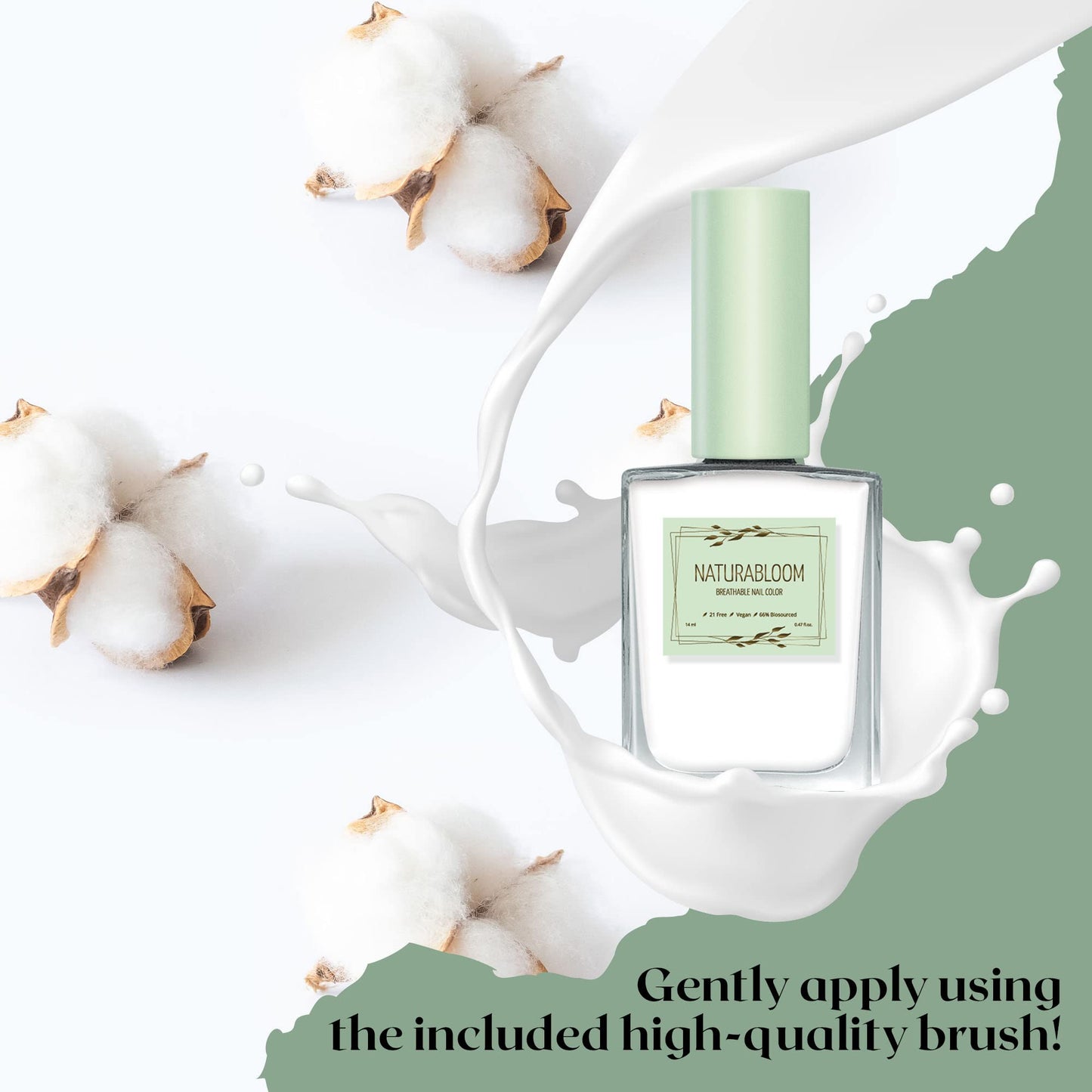 NATURABLOOM Breathable Premium Long Lasting Nail Polish (Soft Cotton) - Vegan & Toxin-Free