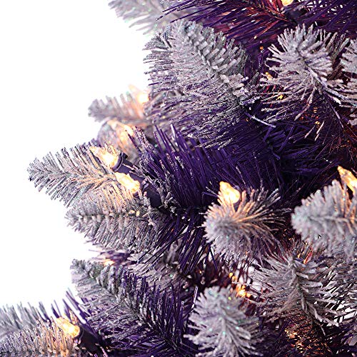 Puleo International Pre-Lit Purple Artificial Christmas Tree, Green