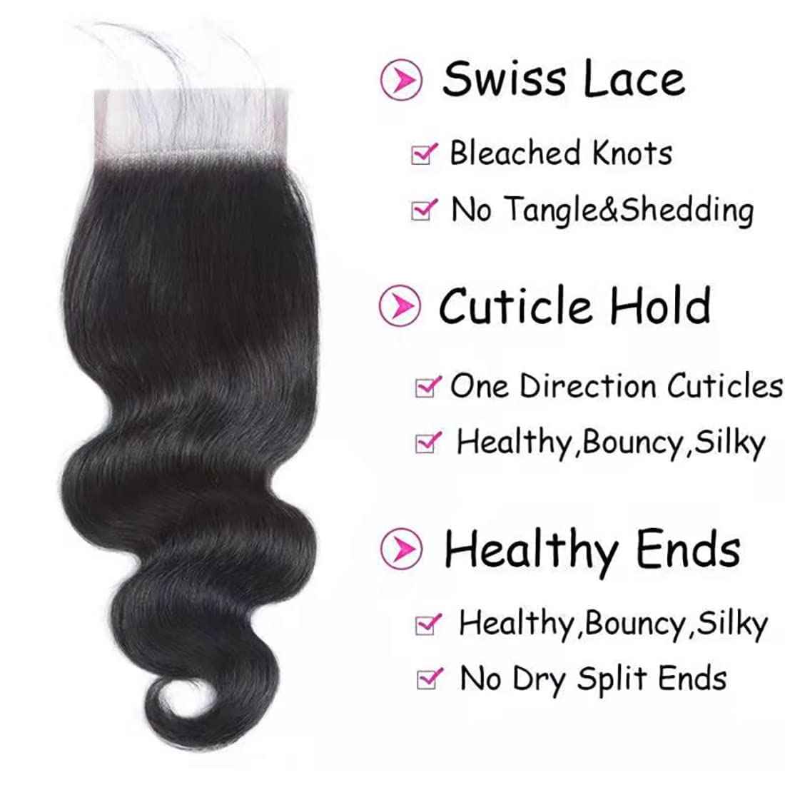 DMS 5X5 Lace Closure Human Hair Body Wave Closure 5X5 HD Lace Closure Free Part 12A Brazilian Virgin Human Hair Body Wave Closure Top Swiss Lace Closure 16（inch）