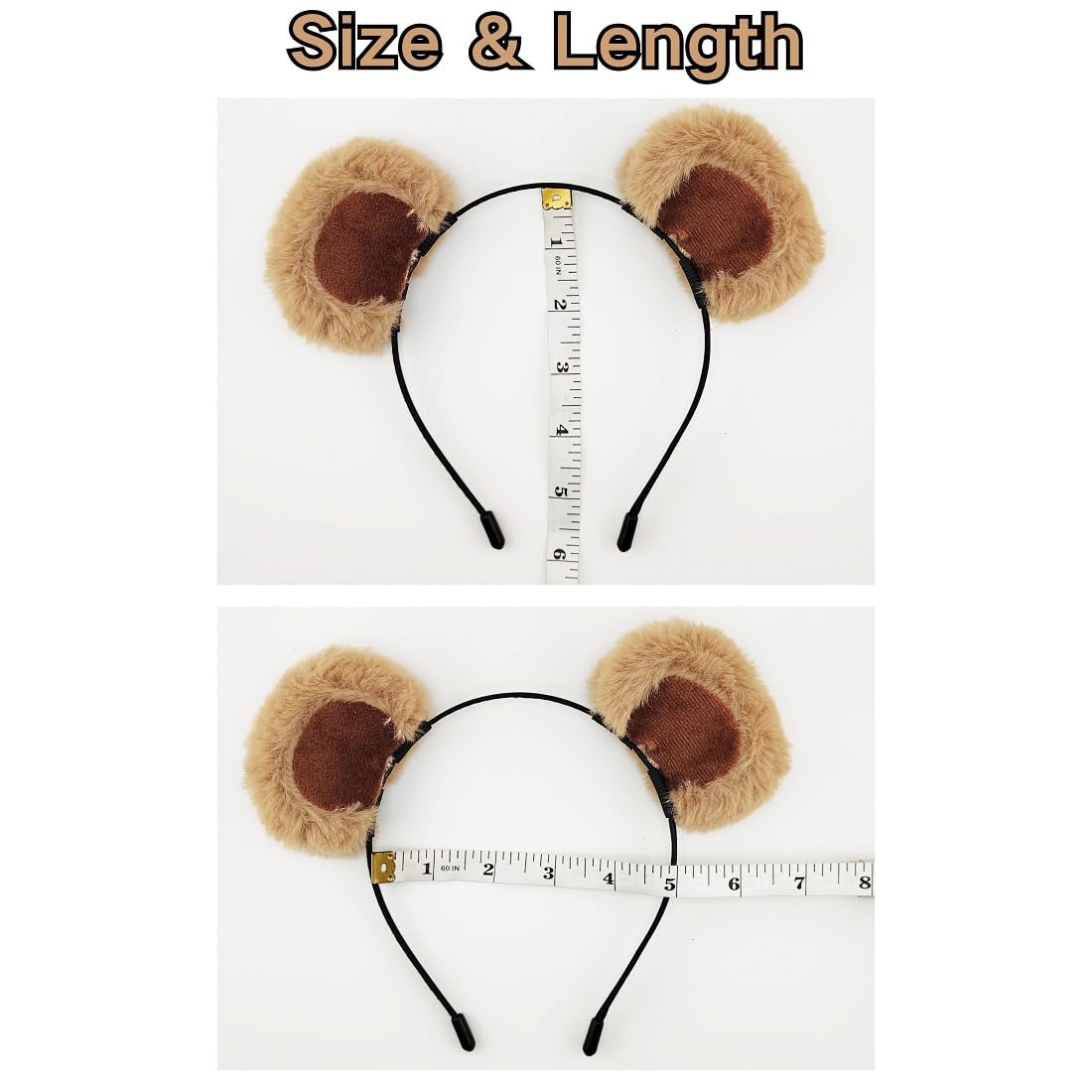 DaliDali 4 Count Movable Brown Bear Ears Headband With Adjustable Ears, Bear Ear Hairband for Makeup Face Washing, Fluffy Bear Headband Bear Costume Adult Women