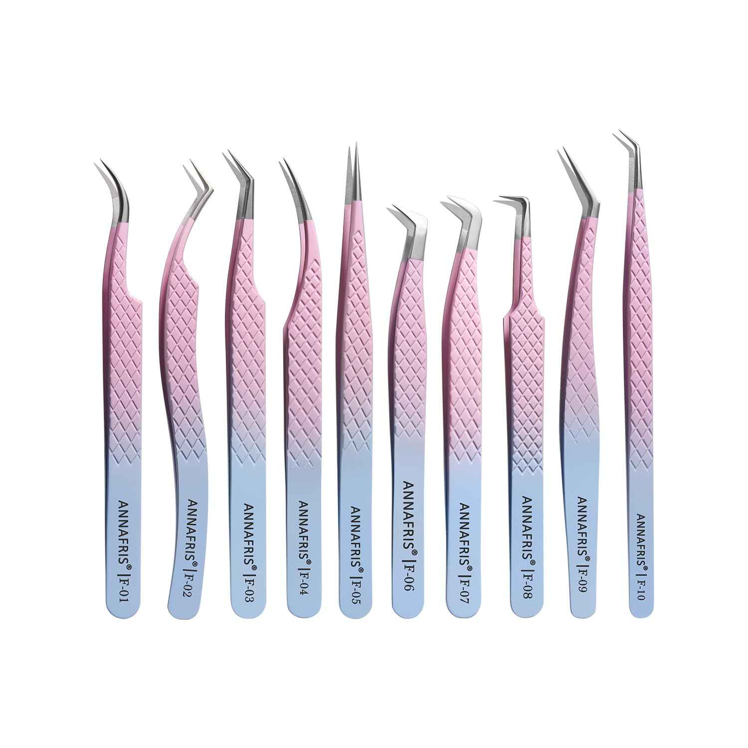 ANNAFRIS Eyelash Extension Tweezers,Fiber Tip Grip Boot Volume Lash Tweezers,Professional Pointed Lash Extension Tweezers for Easy Lash Application and Removal-F01