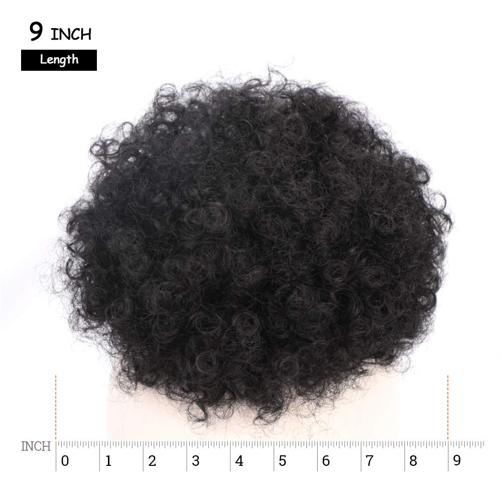 Yinmei Baibian Afro Puff Drawstring Ponytail Kinky Curly Bun Hair Synthetic Short Extensions Hairpieces Updo Hair for Black Women Girls(1B)