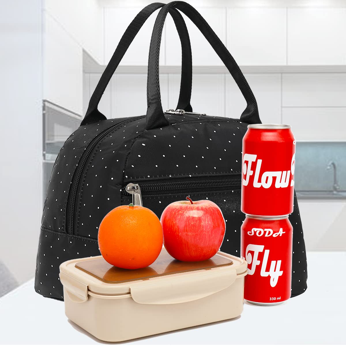 FlowFly Lunch Bag Tote Bag Lunch Organizer Lunch Holder Insulated Lunch Cooler Bag for Women/Men,Dot