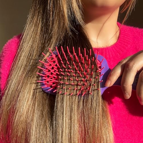 FHI Heat UNbrush Detangling Brush for Pain-Free Brushing on All Wet or Dry Hair Types — Durable DuoFlex Anti-Static Bristles, Lightweight Handle, Vented Hair Brush, Electric Berry Purple