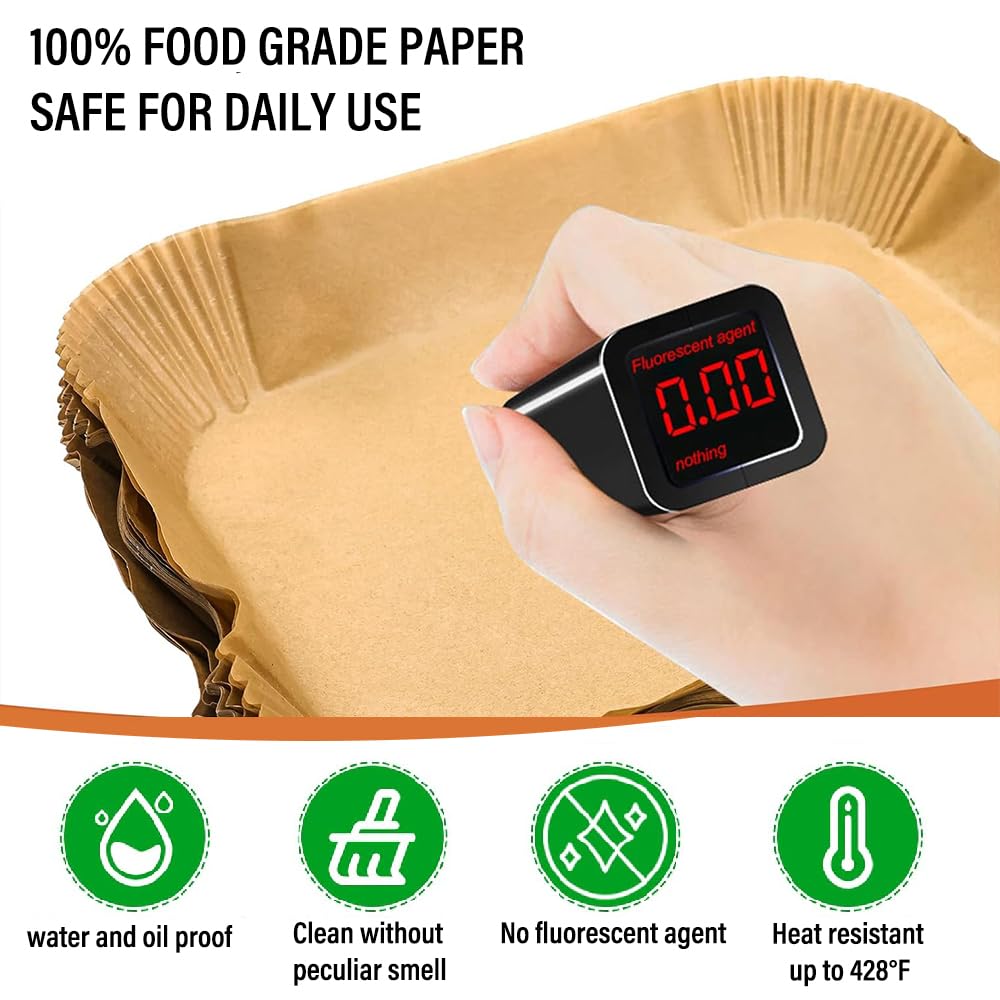 Air Fryer Disposable Paper Liner, 125PCS Non-stick Air Fryer Liners Disposable, Baking Paper for Air Fryer Oil-proof, Water-proof, Food Grade Parchment for Baking Roasting Microwave (125Pcs-8.7*5.5")