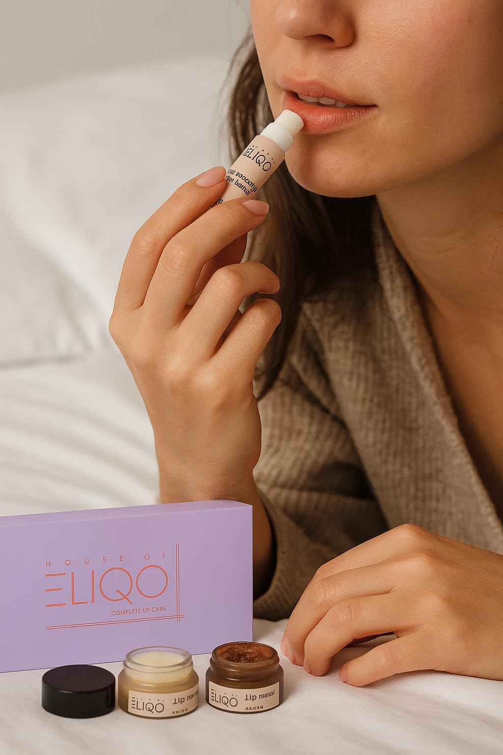 House of Eliqo Lip Care Set – 5-Piece Routine with Lip Mask, Scrub, Lip Oil, Tinted & Unscented Balm – Nourishing, Oil-Based Hydration