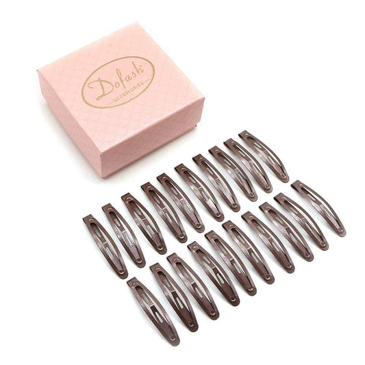 Dofash 20Pcs Snap Hair Clips Hair Grips Metal Hair Clips 4.5Cm/1.77In Hair Accessories For Girls(Brown)