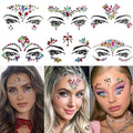 Face Gems 6 Sets Mermaid Face Jewels Self Adhesive Festival Gem Stickers Eyes Body Face Stickers Crystal Festival Accessory for Carnival, Party, Halloween