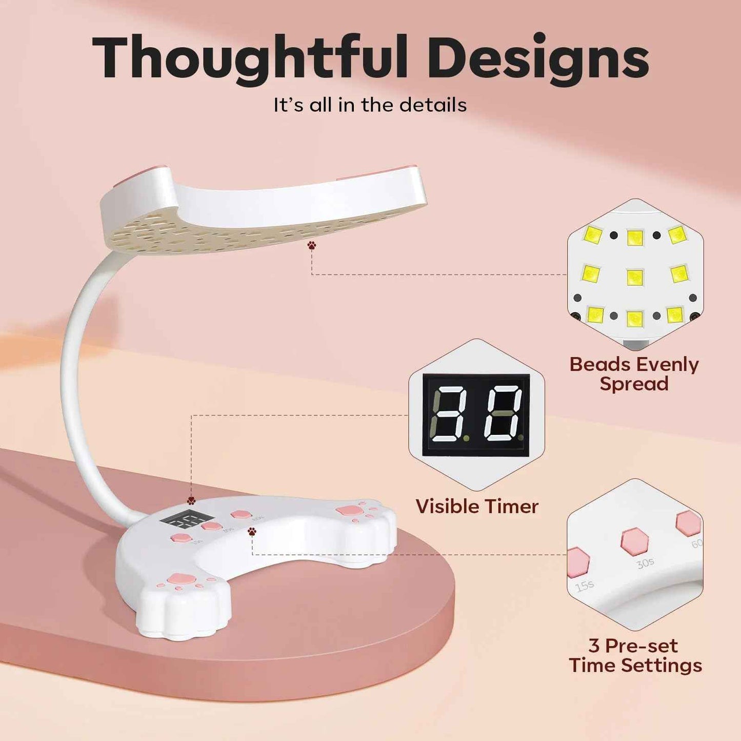 modelones UV LED Nail Lamp, Gooseneck UV Light for Gel Nails, 48 W Nail Light for Gel Polish with 3 Timers and LCD Display, LED Lamp for Fast Curing Gifts for Women Girls