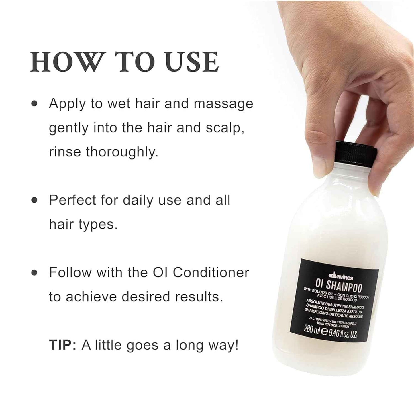 Davines OI Nourishing Shampoo & Conditioner for All Hair Types, Adds Silky-Smooth Shine & Volume, Softens And Restores Chemically Treated Hair, 2.64 & 3.04 fl. oz.