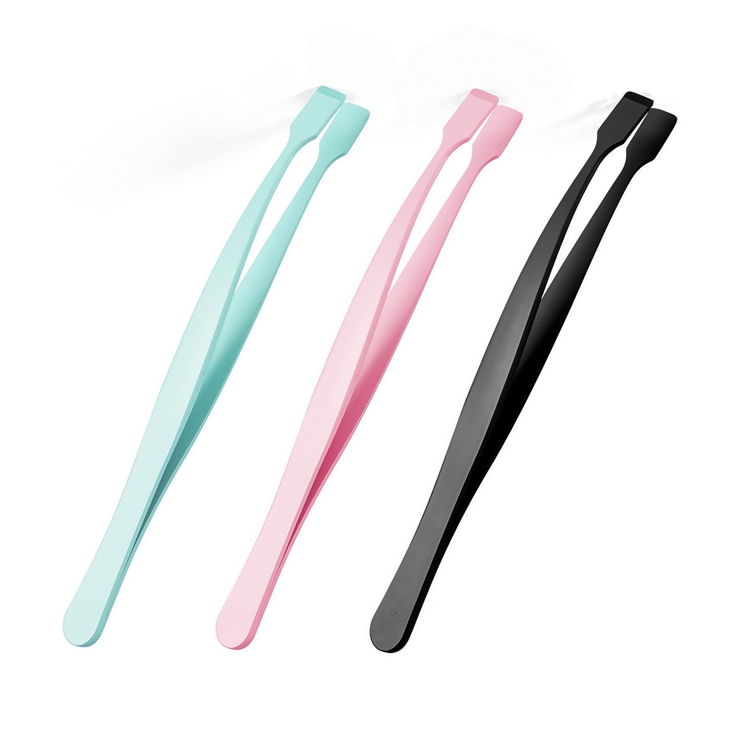 Lash Tweezers for Eyelash Extensions 3Pcs Lash Applicator Tools Stainless Steel DIY Eyelash Extensions Wisp Application Eyelash Tweezers for Lower Lashes Extensions (Black,Pink,Green)