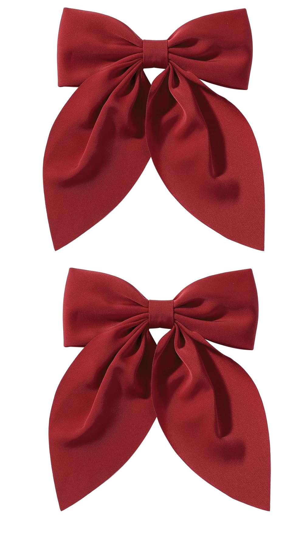 ZOONAI Women Girl Big Bowknot Hair Bows Boutique Hair Clip Hair Accessories Kids Teens Hairpin Headwear - Set of 2 (Red)