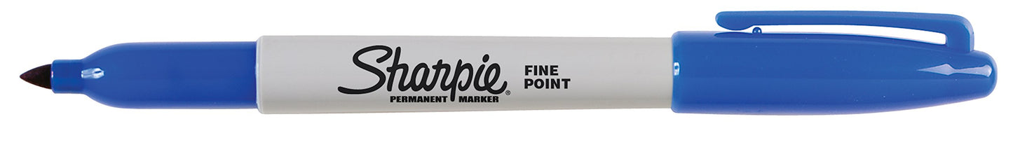 Sharpie Permanent Markers, Fine Point, Blue, 12 Count