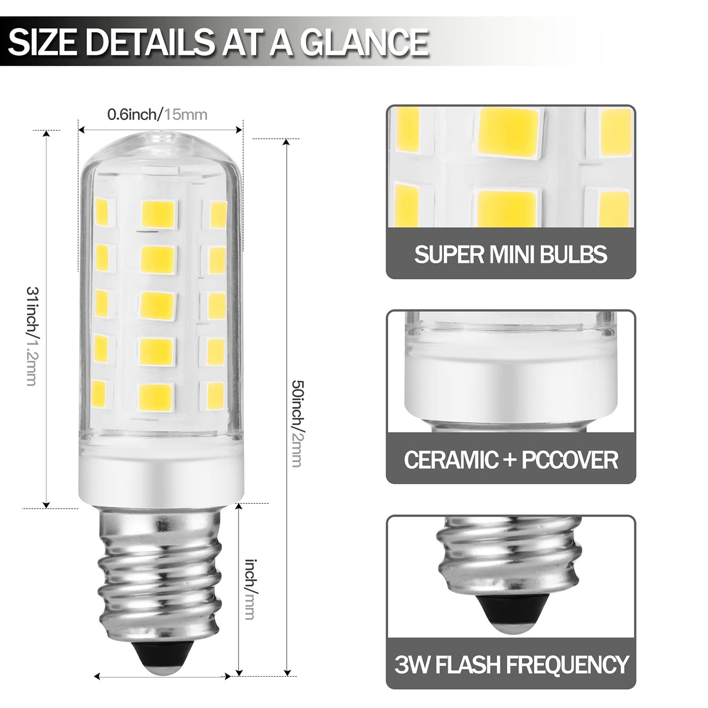 X-Molin 2 Pieces Double-Side Illuminated Magnification Mirror Lighted Mirror Replacement Bulb/for Cosmetic Vanity Makeup Mirror,Suitable for Zadro, Jerdon, Conair Makeup Mirror, 6K White, Dimmable