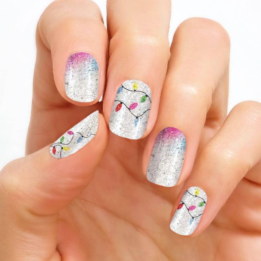 Color Street: Holiday De-light (Silver glitter w. Xmas lights)