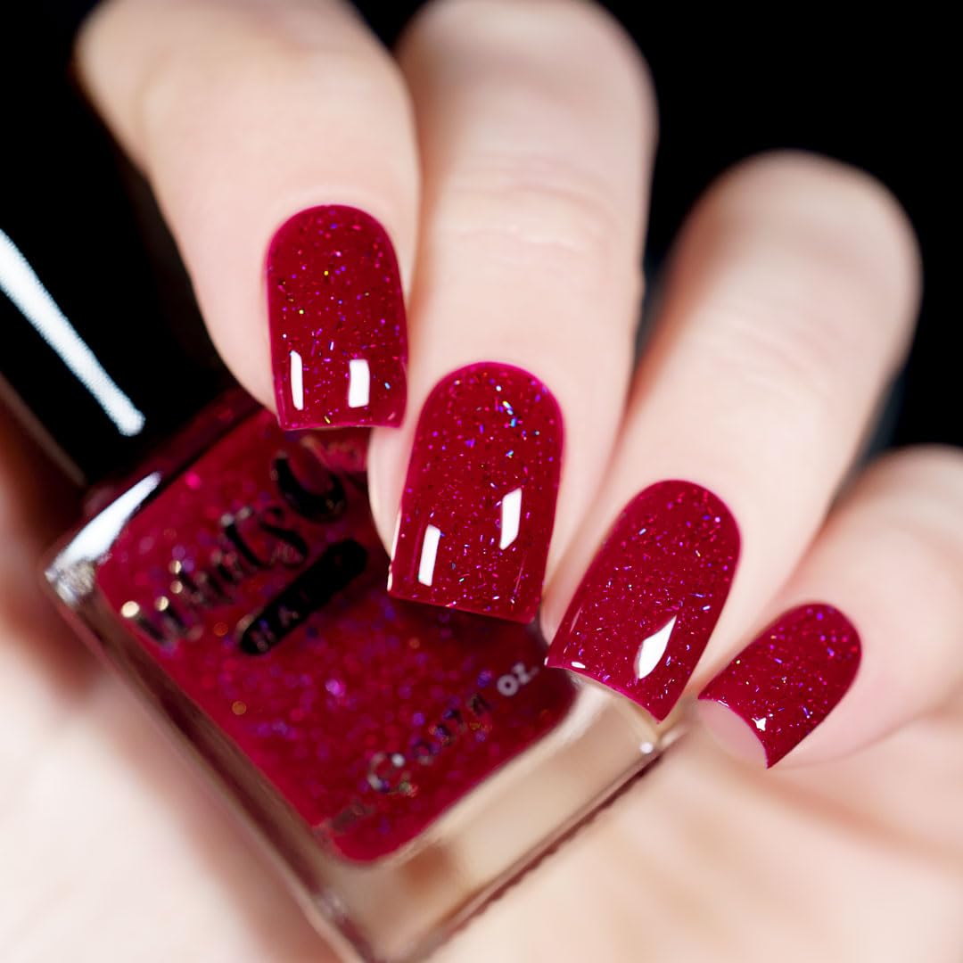 Whats Up Nails - Passion is My Passion Nail Polish Burgundy Jelly Base with Holographic Flakies Lacquer Varnish Made in USA 12 Free Cruelty Free Vegan Clean