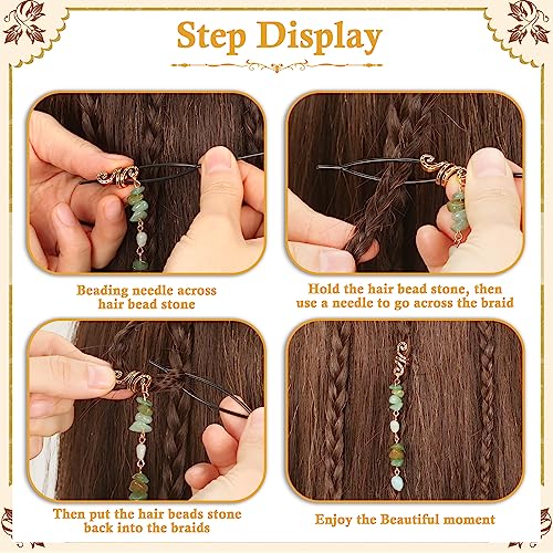 80 Pcs Natural Crystal Stone Hair Jewelry Dreadlock Accessories