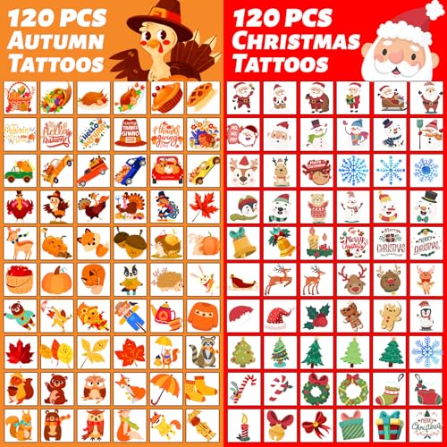 Winthrop 240 Pcs Holiday Temporary Tattoos for Kids
