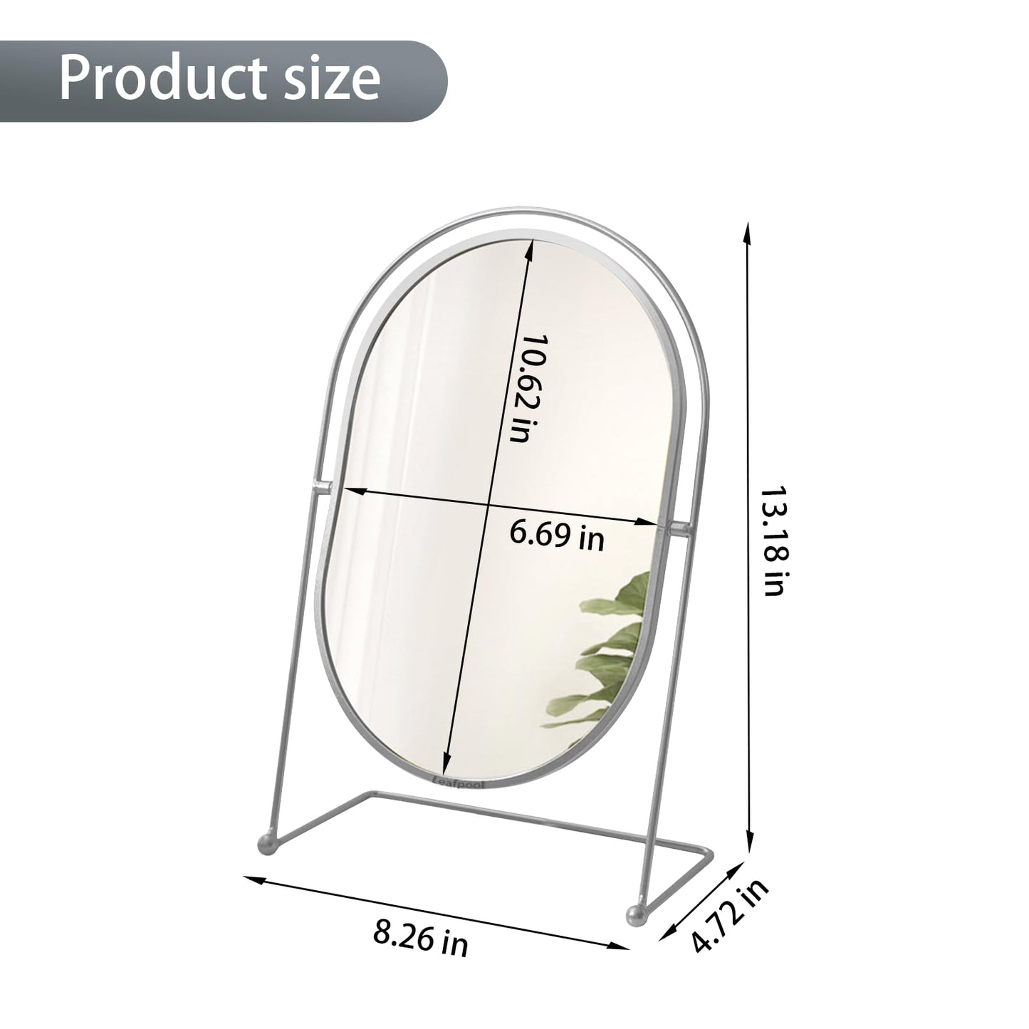 Leafpool Tabletop Vanity Makeup Mirror, 360°Rotation Standing Desk Table Vanity Silver Make up Mirror for Bathroom or Bedroom