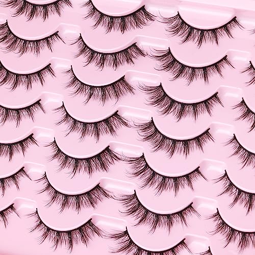 Cat Eye Wispy False Lashes 16mm - 14 Pairs Faux Mink