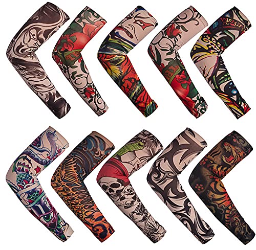 Temporary Tattoo Arm Sleeves – 12pcs Compression UV Protection