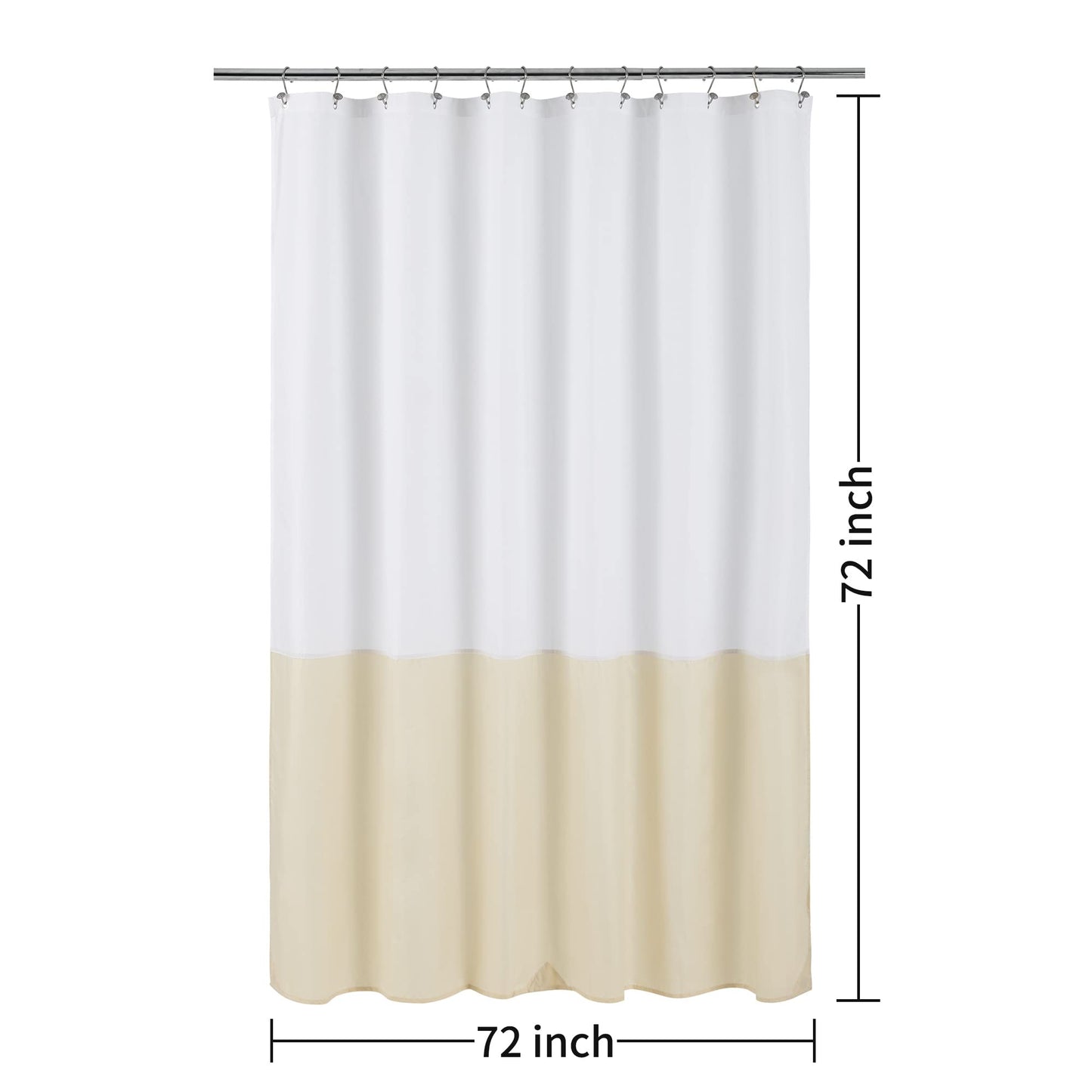 ALYVIA SPRING Waterproof Fabric Shower Curtain Liner - Soft & Light-Weight Cloth Shower Liner, 3 Bottom Magnets, Hotel Quality & Machine Washable - Standard Size 72x72, White and Cream