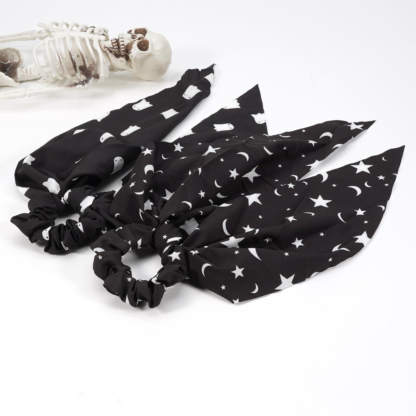 2 Pcs Halloween Hair Scrunchies Ghost Star Elastic Hair Ties