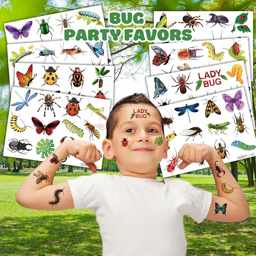 Bug Temporary Tattoos 96 PCS - Party Favors & Kids Gifts