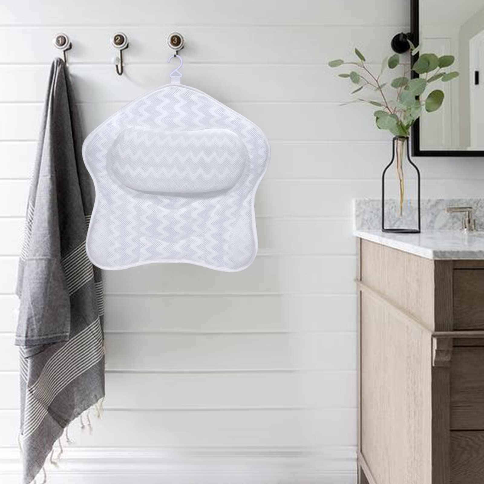 Bath Pillow, Tub Pillow for Bathtub with Strong Non-Slip Suction Cups and Comfortabl 3D AirMesh Bath Pillow for Women &Man…
