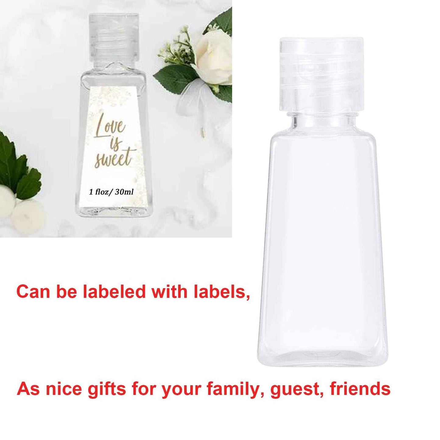 MOUYAT 110 Pack 1oz Clear Plastic Flip Cap Bottles, 30ml Empty Squeeze Travel Bottles with Flip Lid, Transparent Mini Refillable Flip Cap Travel Size Sample Containers for Lotion Cream Toiletries