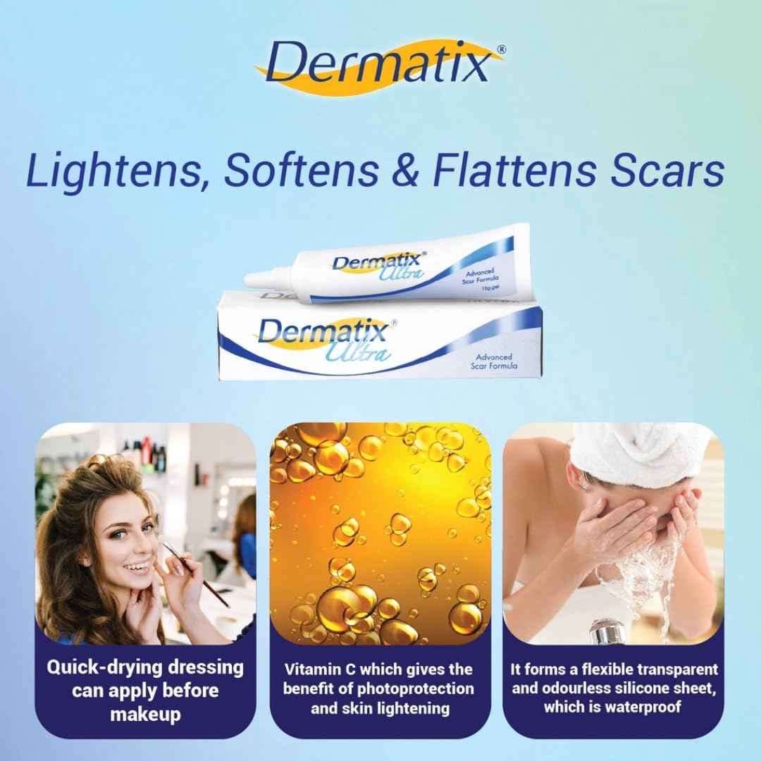 Dermatix Ultra Advanced Scar Gel - 15g, Softens and Flattens Scars, Quick-Drying and Odorless Formula