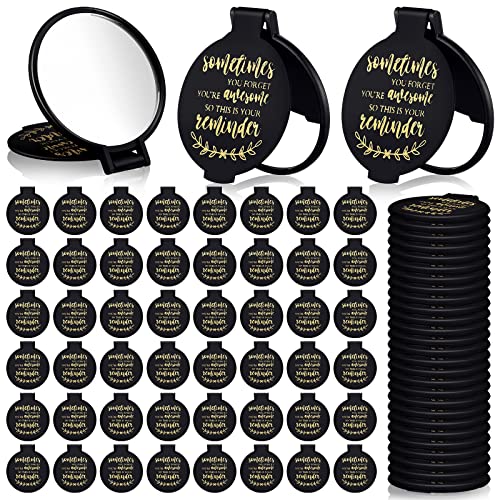 Weysat 48 Pcs Inspirational Small Compact Mirrors Bulk Gifts, You're Awesome Gifts for Women Employee Coworker Friends, Bulk Pocket Makeup Mirror for Purse for Galentines Valentines Party Favors